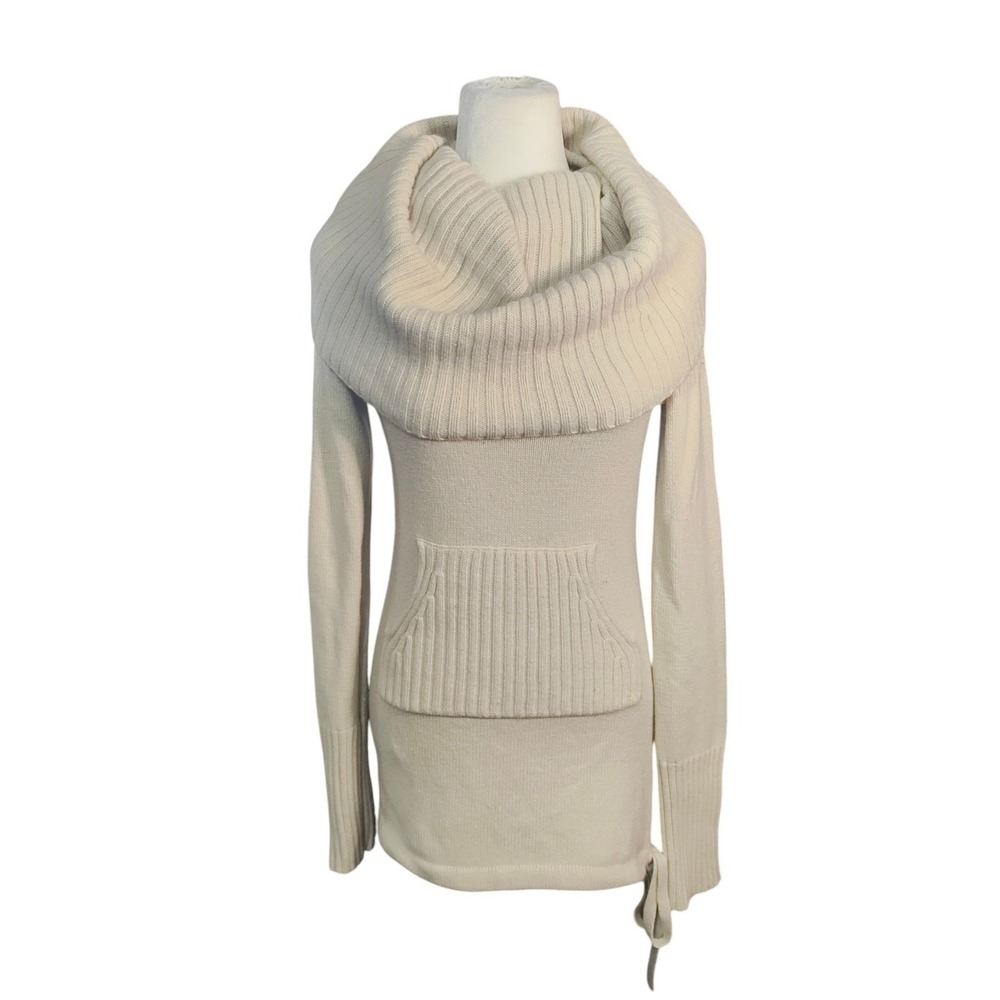 Sleeping on Snow Anthropologie Cream Cowl Neck Sweater Tunic Rabbit Hair Blend M